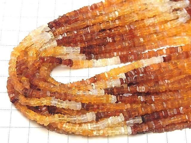 [Video] Mexican Opal (Fire Opal) AAA- Square Rondelle (Disc) half or 1strand beads (aprx.15inch/38cm)