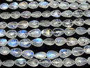 [Video]High Quality Rainbow Moonstone AAA- Vertical Hole Faceted Pear Shape half or 1strand beads (aprx.7inch/18cm)