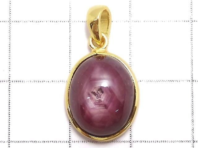 [Video][One of a kind] High Quality Star Ruby AAA- Pendant 18KGP NO.38