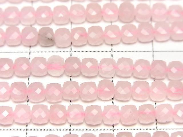 [Video]High Quality! Rose Quartz AA++ Cube Shape 4x4x4mm 1strand beads (aprx.15inch/37cm)