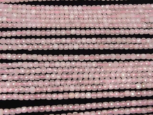 [Video]High Quality! Rose Quartz AA++ Cube Shape 4x4x4mm 1strand beads (aprx.15inch/37cm)