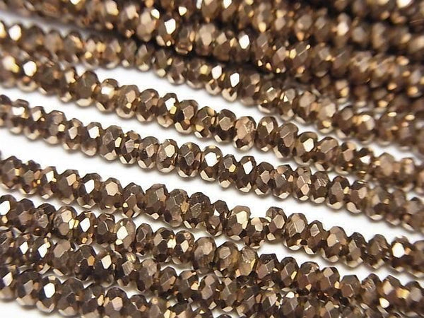 [Video]High Quality! Hematite Faceted Button Roundel 3x3x1mm Bronze color coated 1strand beads (aprx.15inch/37cm)