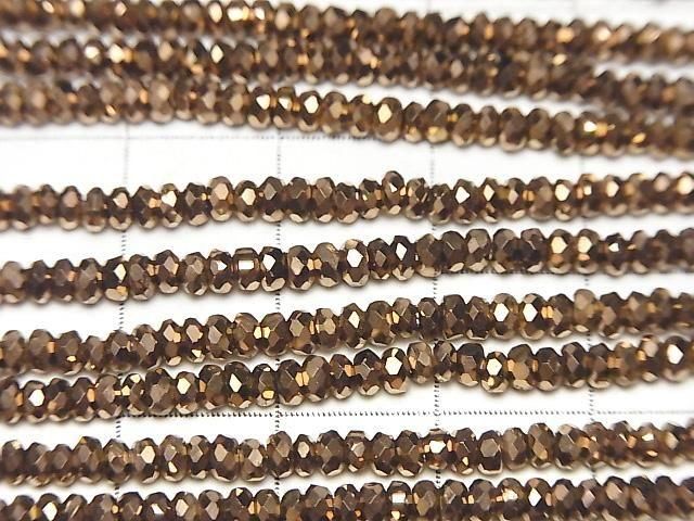 [Video]High Quality! Hematite Faceted Button Rondelle 3x3x1mm Bronze color coated 1strand beads (aprx.15inch/37cm)