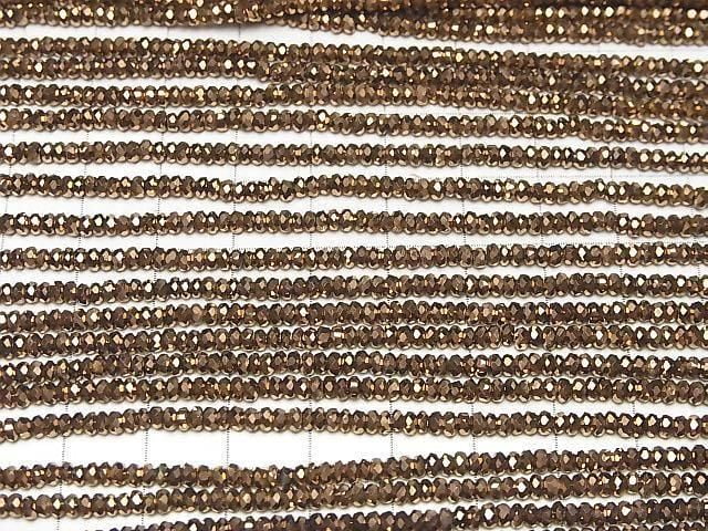 [Video]High Quality! Hematite Faceted Button Rondelle 3x3x1mm Bronze color coated 1strand beads (aprx.15inch/37cm)