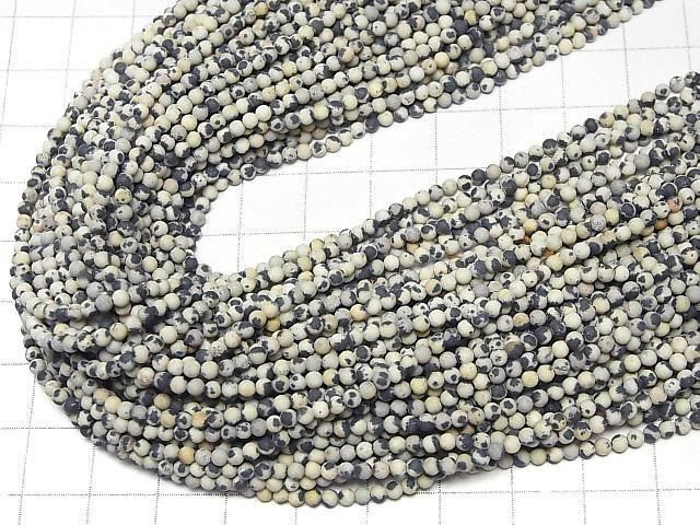 [Video] Frost Dalmatian Jasper Round 2mm 1strand beads (aprx.15inch/38cm)
