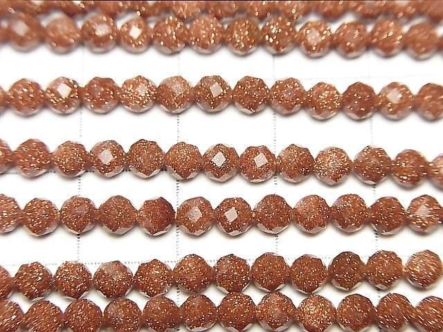 [Video]High Quality! Golden Sand Stone Faceted Round 4mm 1strand beads (aprx.14inch/35cm)