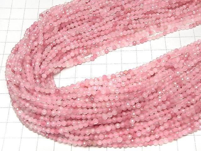 [Video]High Quality! Rhodonite Silica AA++ Faceted Round 3mm 1strand beads (aprx.15inch/37cm)