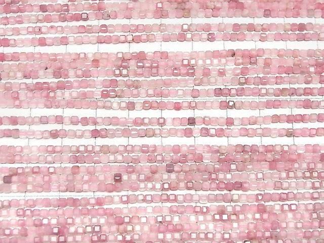 [Video]High Quality! Rhodonite Silica AA++ Cube Shape 2x2x2mm 1strand beads (aprx.15inch/37cm)