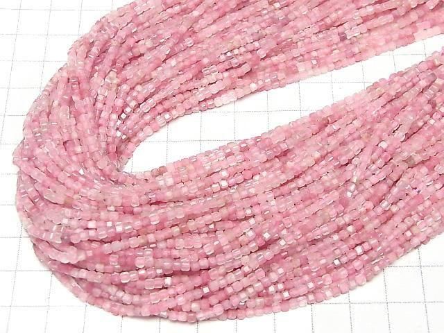 [Video]High Quality! Rhodonite Silica AA++ Cube Shape 2x2x2mm 1strand beads (aprx.15inch/37cm)