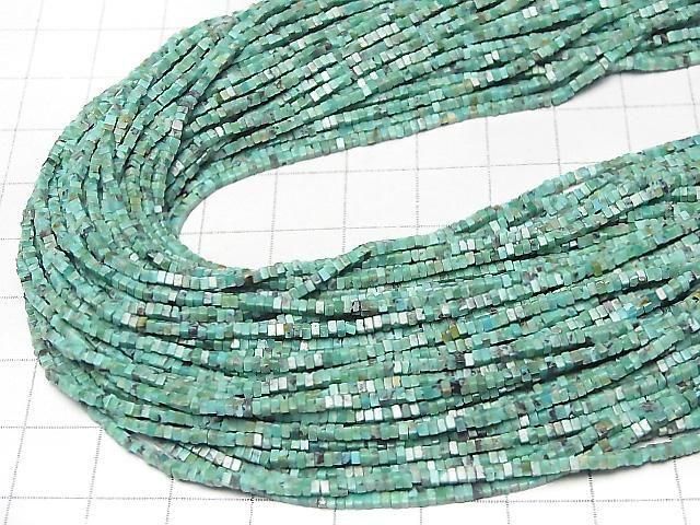 [Video]Turquoise AA++ Square Rondelle (Disc) 1.5x1.5x1mm 1strand beads (aprx.15inch/36cm)