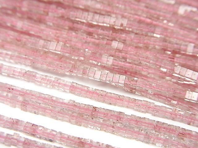 [Video] Pink Epidote AA++ Square Rondelle (Disc) 1.5x1.5x1mm 1strand beads (aprx.15inch/36cm)
