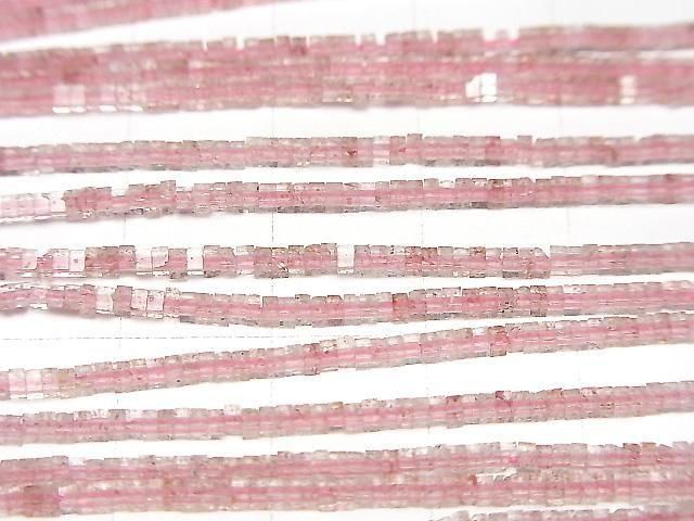 [Video] Pink Epidote AA++ Square Rondelle (Disc) 1.5x1.5x1mm 1strand beads (aprx.15inch/36cm)