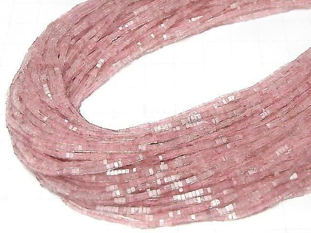 [Video] Pink Epidote AA++ Square Rondelle (Disc) 1.5x1.5x1mm 1strand beads (aprx.15inch/36cm)