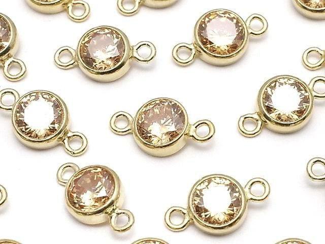 14KGF Charm w/CZ Cognac Both Side 8x4x2mm 1pc