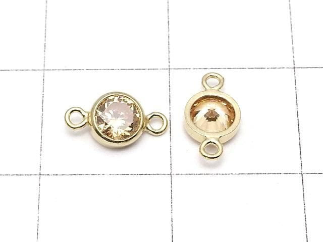 14KGF Charm w/CZ Cognac Both Side 8x4x2mm 1pc