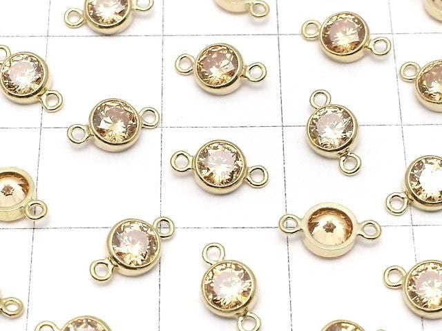 14KGF Charm w/CZ Cognac Both Side 8x4x2mm 1pc