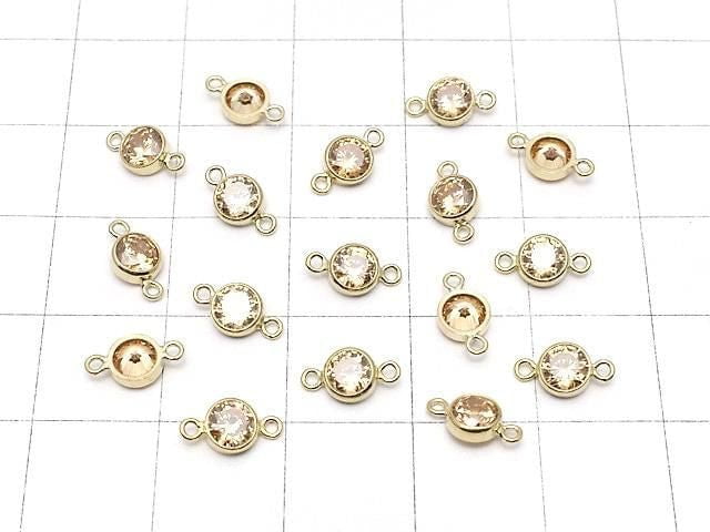 14KGF Charm w/CZ Cognac Both Side 8x4x2mm 1pc