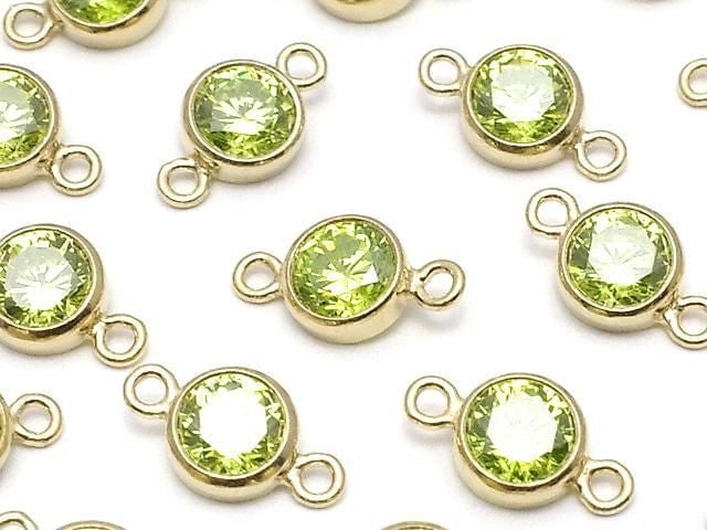 14KGF Charm w/CZ Lime Both Side 8x4x2mm 1pc