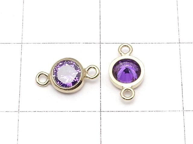 14KGF Charm w/CZ Amethyst Both Side 8x4x2mm 1pc