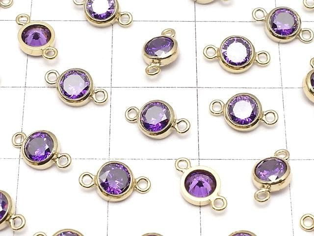 14KGF Charm w/CZ Amethyst Both Side 8x4x2mm 1pc