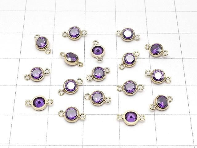 14KGF Charm w/CZ Amethyst Both Side 8x4x2mm 1pc