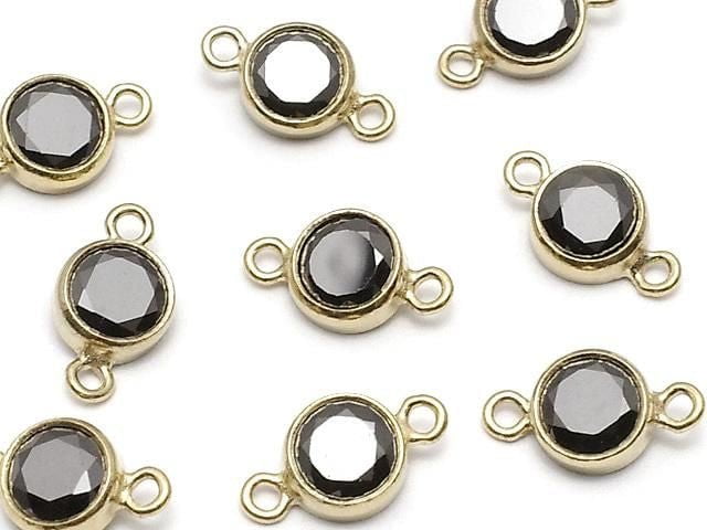 14KGF Charm w/CZ Black Both Side 8x4x2mm 1pc