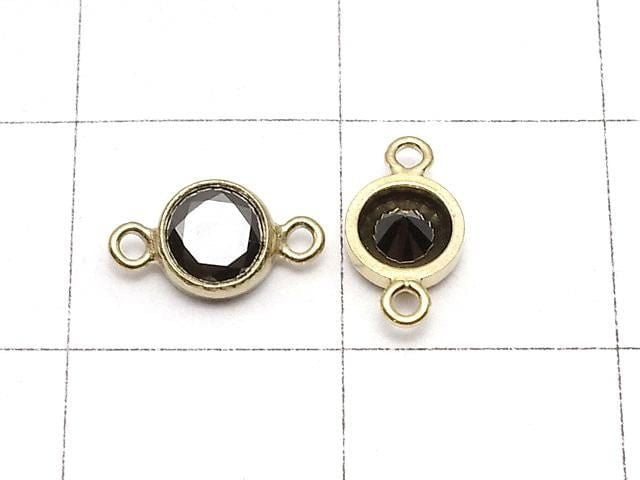14KGF Charm w/CZ Black Both Side 8x4x2mm 1pc