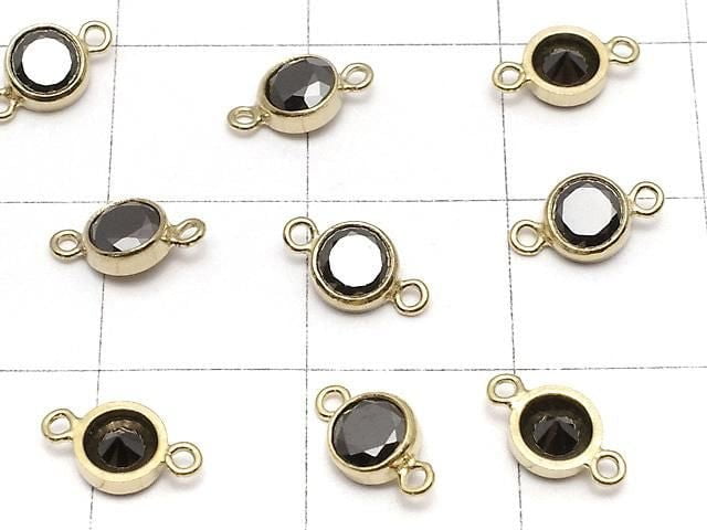 14KGF Charm w/CZ Black Both Side 8x4x2mm 1pc