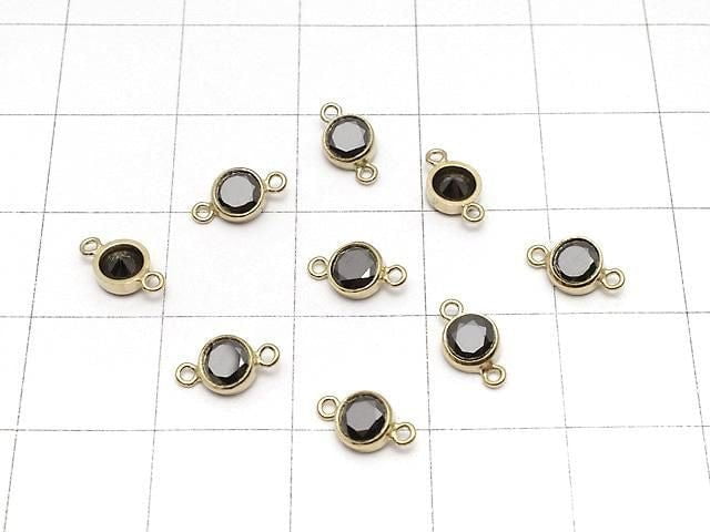 14KGF Charm w/CZ Black Both Side 8x4x2mm 1pc
