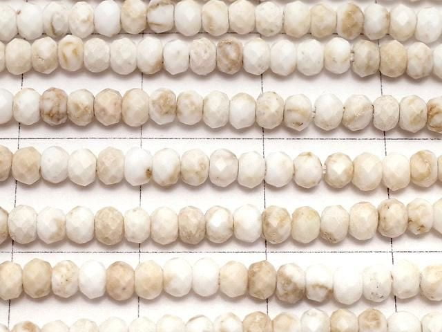 [Video]High Quality! Magnesite Faceted Button Rondelle 3x3x2mm 1strand beads (aprx.15inch/36cm)
