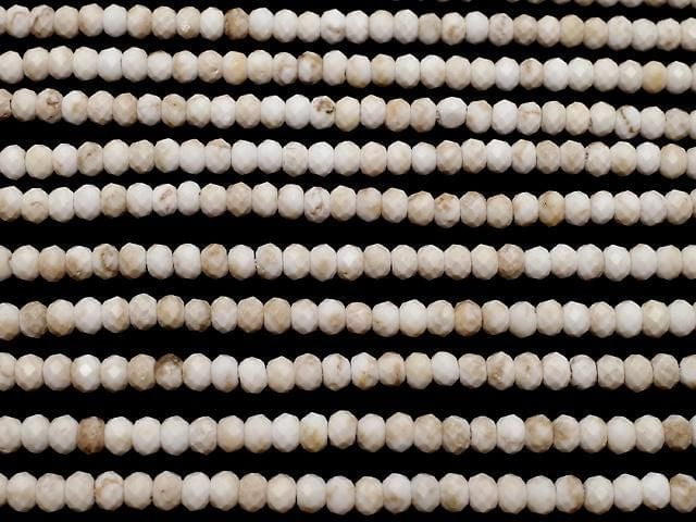 [Video]High Quality! Magnesite Faceted Button Rondelle 3x3x2mm 1strand beads (aprx.15inch/36cm)