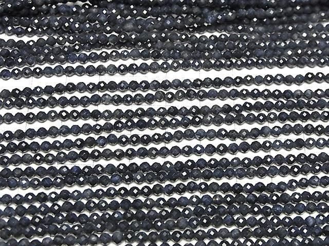 [Video]High Quality! Sapphire AA++ Faceted Round 3mm half or 1strand beads (aprx.12inch/30cm)