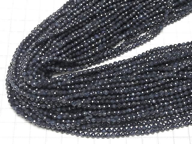 [Video]High Quality! Sapphire AA++ Faceted Round 3mm half or 1strand beads (aprx.12inch/30cm)