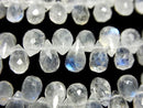 [Video]High Quality Rainbow Moonstone AA++ Drop Faceted Briolette half or 1strand beads (aprx.7inch/18cm)