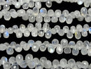 [Video]High Quality Rainbow Moonstone AA++ Drop Faceted Briolette half or 1strand beads (aprx.7inch/18cm)