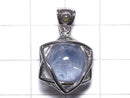 [Video][One of a kind] Blue Rutilated Quartz Pendant with Moldavite Silver925 NO.10
