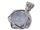 [Video][One of a kind] Blue Rutilated Quartz Pendant with Moldavite Silver925 NO.16