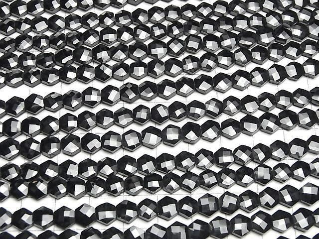 [Video]High Quality Black Spinel AAA Hexagon Cut 1strand beads (aprx.12inch/30cm)