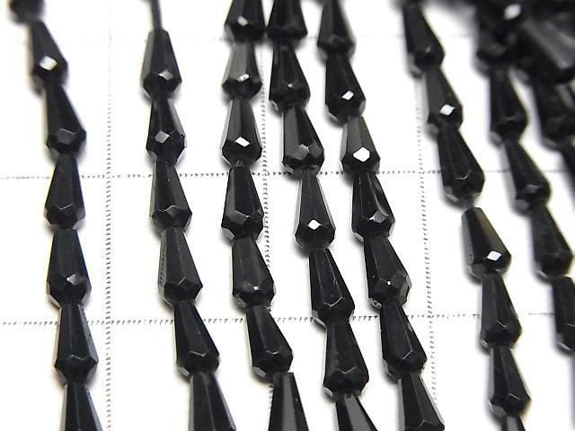 [Video]High Quality Black Spinel AAA Vertical Hole Faceted Drop 1strand beads (aprx.13inch/32cm)