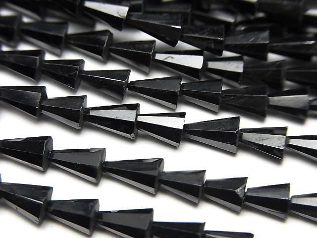 [Video]High Quality Black Spinel AAA Deformed Faceted Drop 1strand beads (aprx.13inch/32cm)