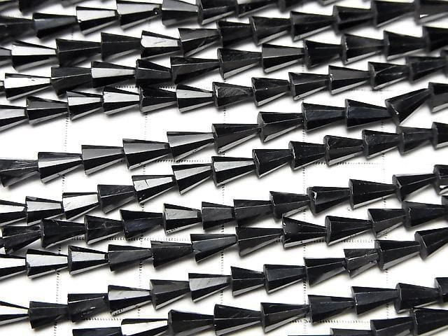 [Video]High Quality Black Spinel AAA Deformed Faceted Drop 1strand beads (aprx.13inch/32cm)
