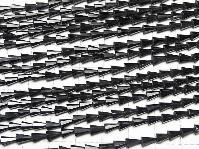 [Video]High Quality Black Spinel AAA Deformed Faceted Drop 1strand beads (aprx.13inch/32cm)