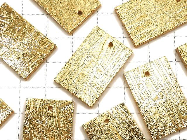 [Video] Meteorite (Altai meteorite) Rectangle 27x17mm Yellow Gold 1pc