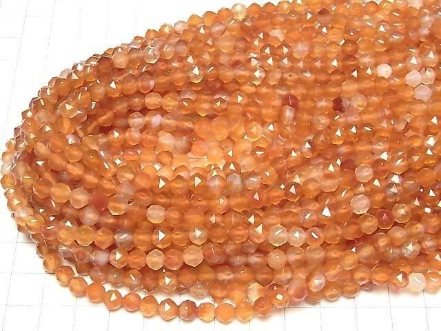 [Video]High Quality! Mixed Carnelian Star Faceted Round 6mm 1strand beads (aprx.14inch/35cm)