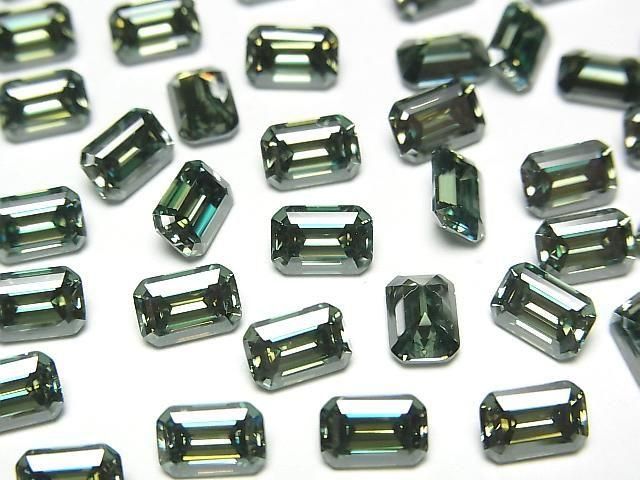 [Video] Moissanite AAA Loose stone Rectangle Faceted 6x4mm [Green] 1pc