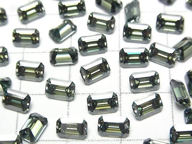 [Video] Moissanite AAA Loose stone Rectangle Faceted 6x4mm [Green] 1pc