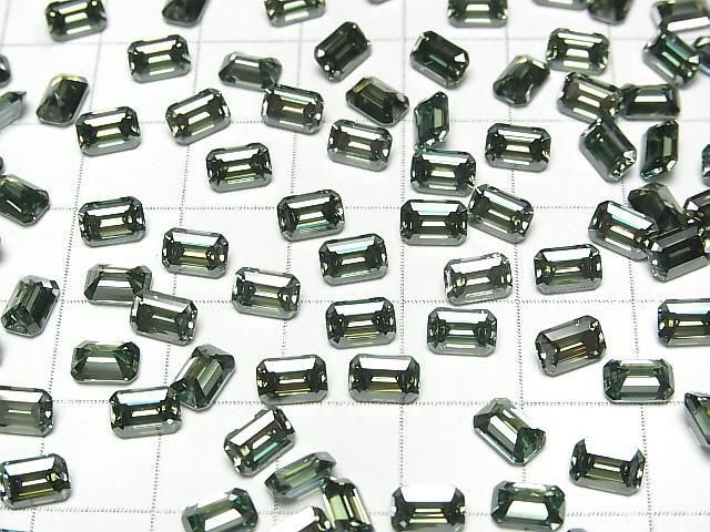 [Video] Moissanite AAA Loose stone Rectangle Faceted 6x4mm [Green] 1pc