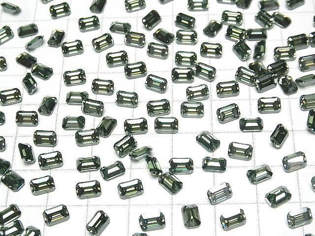 [Video] Moissanite AAA Loose stone Rectangle Faceted 6x4mm [Green] 1pc