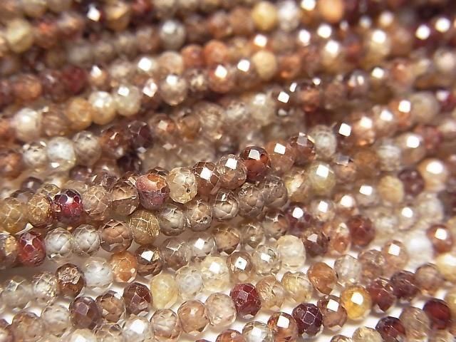 [Video]High Quality! Natural Brown Zircon AA Faceted Button Rondelle 3x3x2mm 1strand beads (aprx.15inch/36cm)