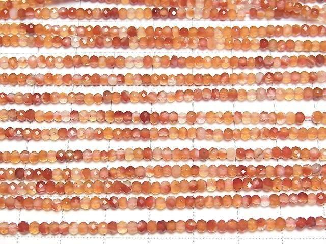 [Video]High Quality! Mixed Carnelian Faceted Button Rondelle 3x3x2mm 1strand beads (aprx.15inch/36cm)
